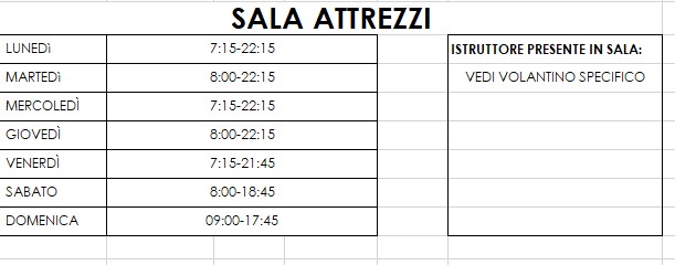orari sala pesi vi est 2023
