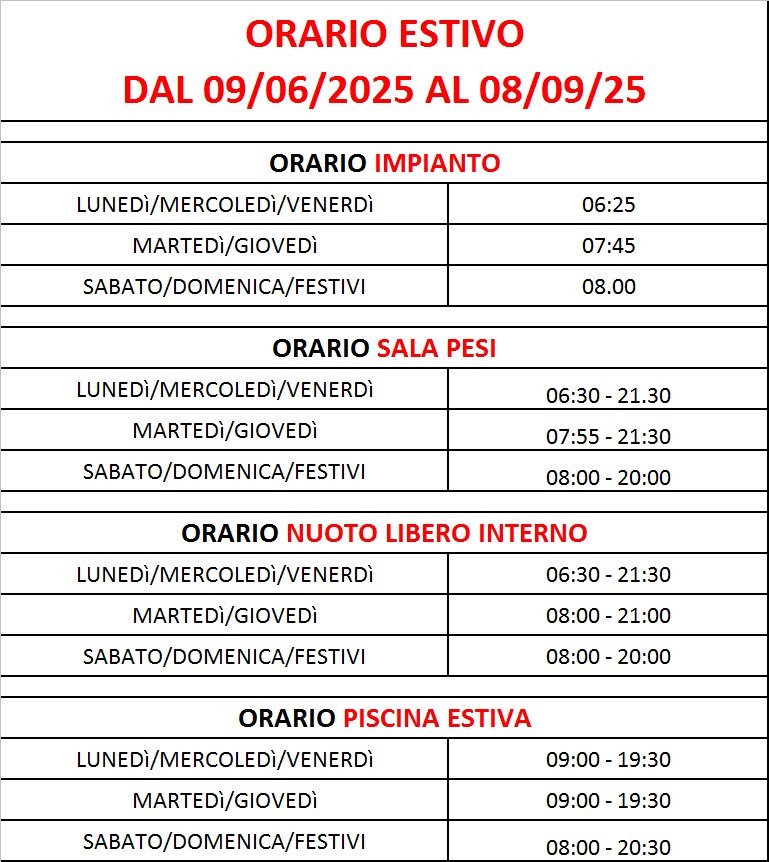 orari caldogno estate 2025