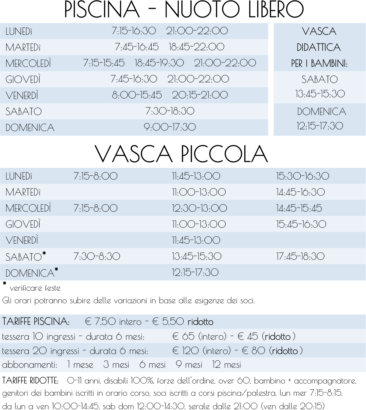 orari nuoto libero Piscina Vicenza Est 2025-26 orari nuoto libero Piscina Vicenza Est 2025-26